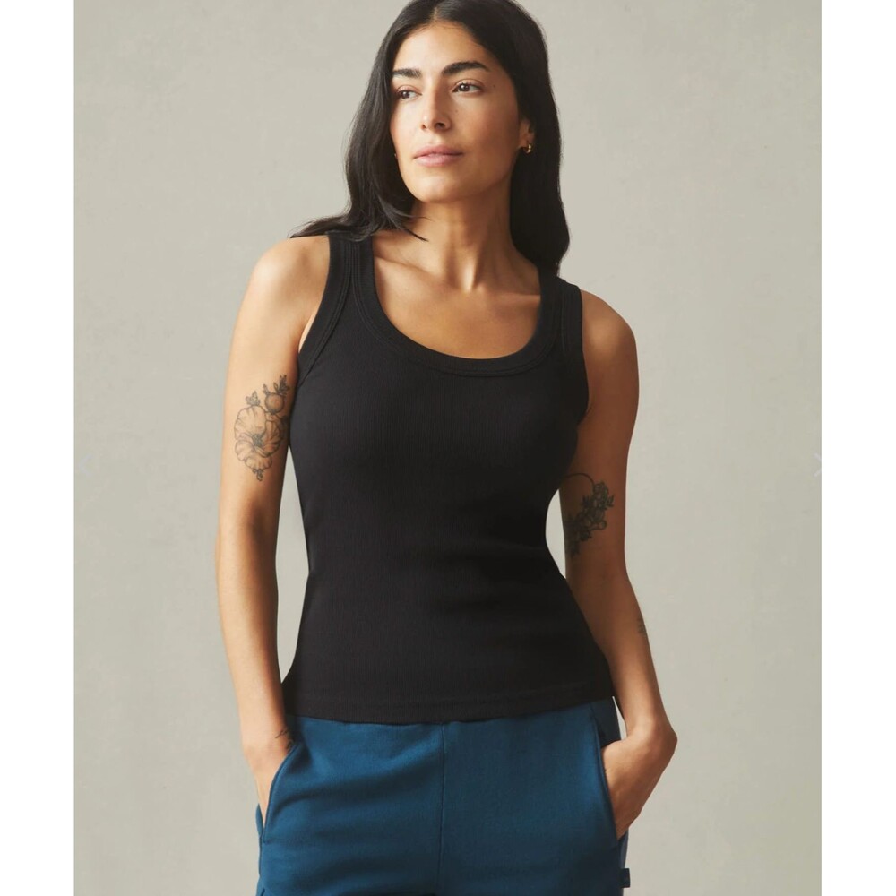 American Giant Tank Top Womens XS Black Ribbed Sleeveless Casual Cotton USA NEW